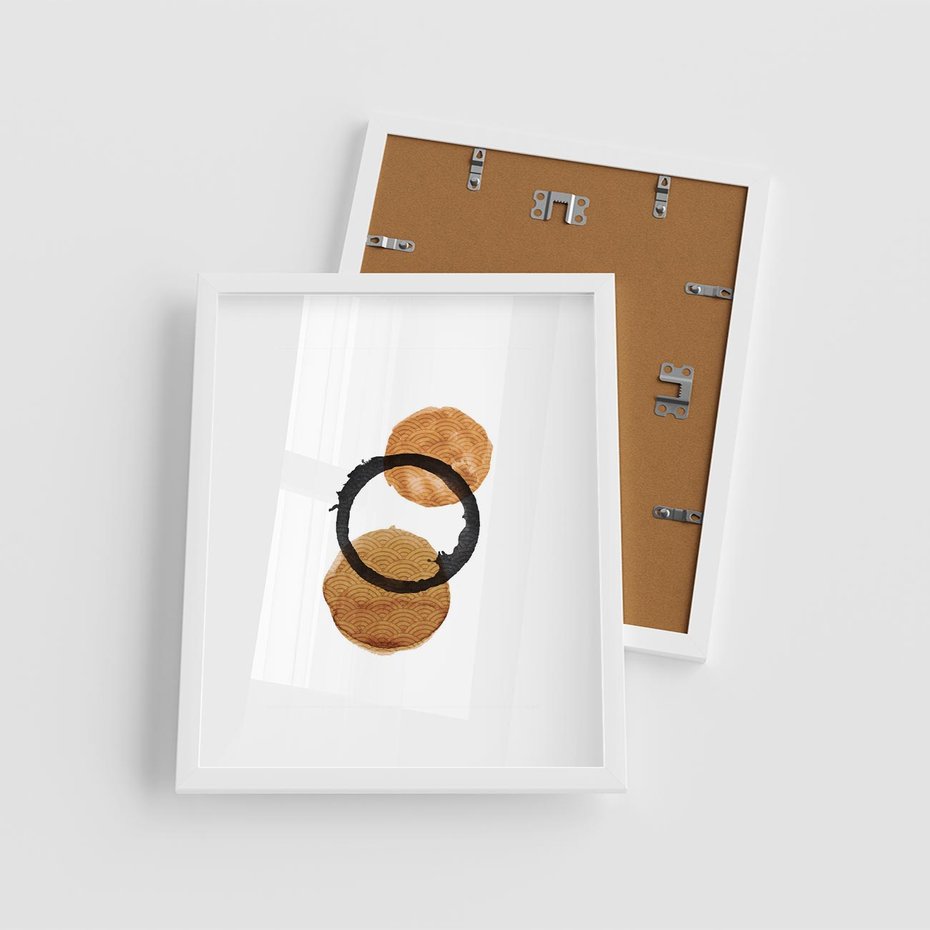 Plakat w ramie 40x50 - Japandi Geometria: Minimalistyczna Grafika - japońska sztuka, geometria - rama biała