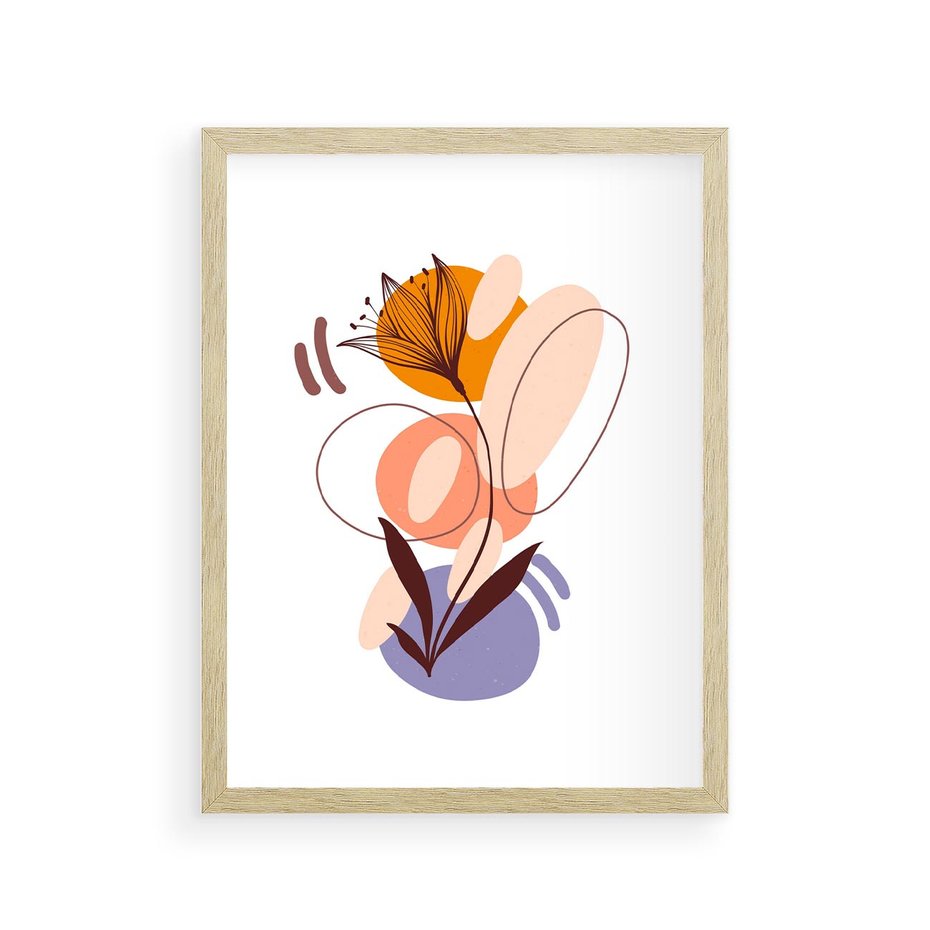 Plakat w ramie 30x40 - Kwiatowa Impresja - abstrakcyjna sztuka, plamy - rama drewno