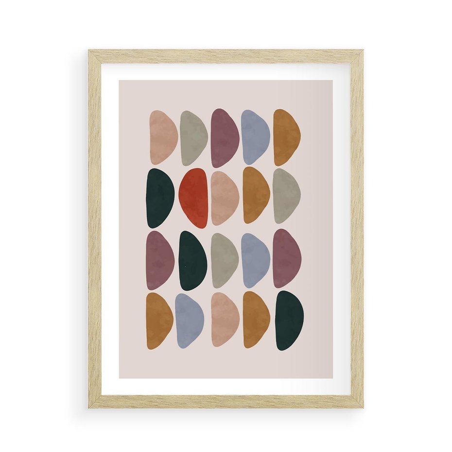Plakat w ramie 50x70 - Granice Boho - abstrakcyjny obraz, geometryczna kompozycja - rama drewno