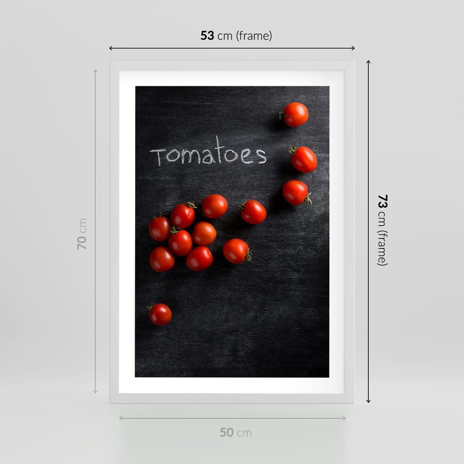 Plakat w ramie 50x70 - Świeżość Smaku - pomidory, kuchnia - rama biała