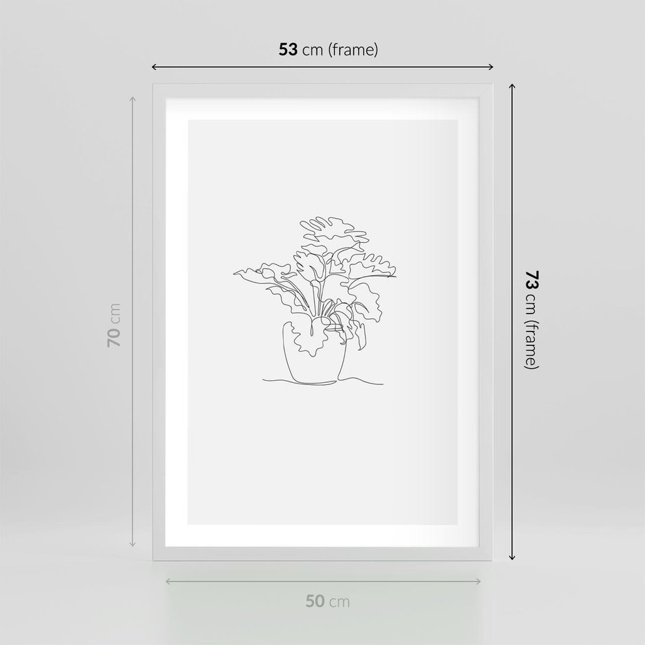 Plakat w ramie 50x70 - Rozkwitające Formy - szkic, minimalizm - rama biała