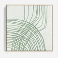 Obraz w ramie 50x50 - Migotliwa Spokojna Zieleń - zielony plakat, abstrakcyjne splątane linie - rama drewno