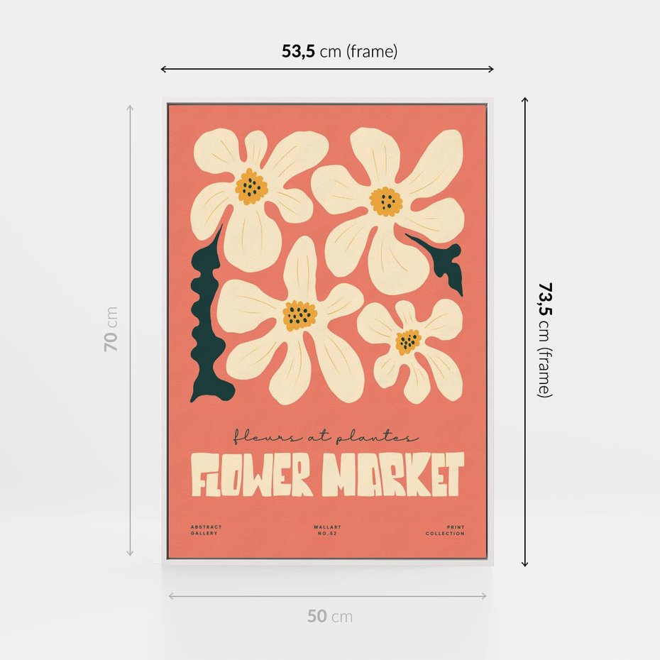 Obraz w ramie 50x70 - Szkicowane Kolorowe Uczucia - kwiatowa kompozycja, minimalizm - rama biała