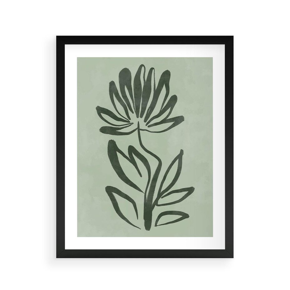 Plakat w ramie 40x50 - Zieleń Wyjątkowego Ukojenia - zielona abstrakcja, zgaszona zieleń - rama czarna