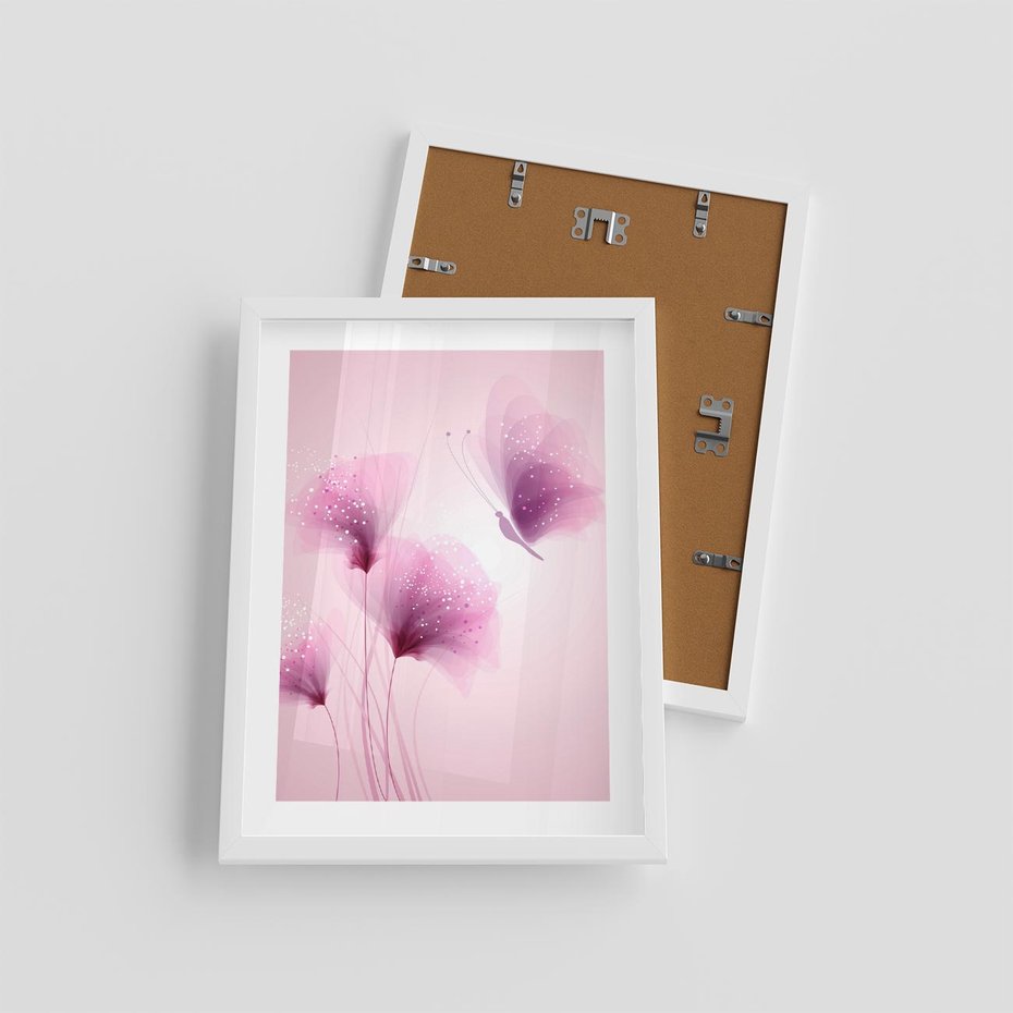 Plakat w ramie 30x40 - Akwarelowe Kwiaty w Pastelach - kwiaty, akwarelowe - rama biała