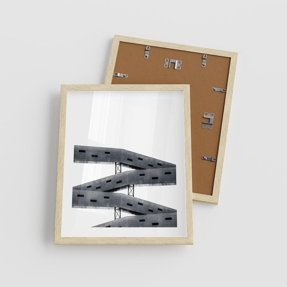 Plakat w ramie 40x50 - Monochromatyczna Sztuka Nowoczesnych Budynków - architektura, nowoczesne formy - rama drewno