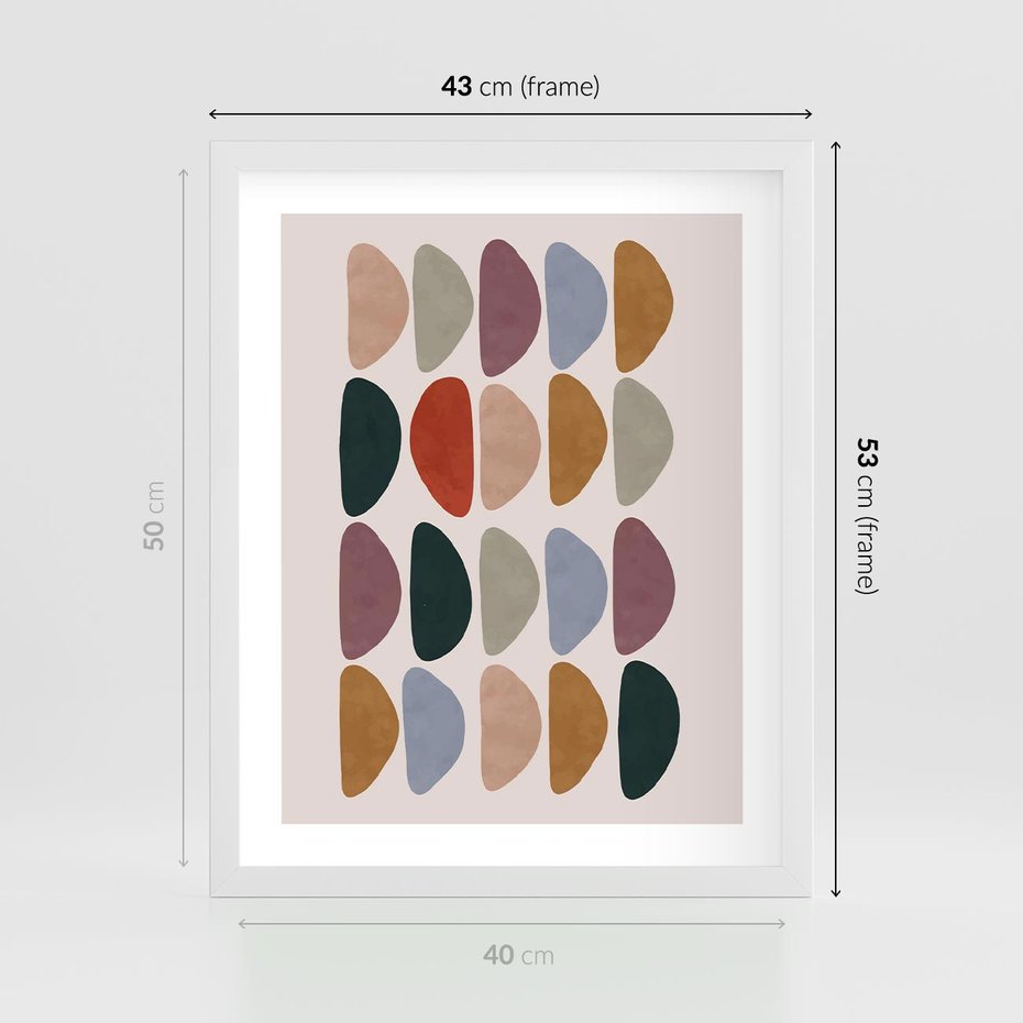 Plakat w ramie 40x50 - Granice Boho - abstrakcyjny obraz, geometryczna kompozycja - rama biała