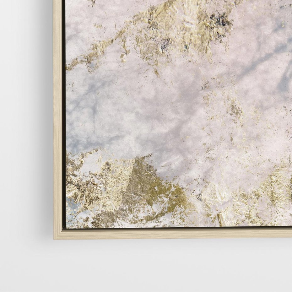 Obraz w ramie 80x80 - Luksusowa Dekoracja - marmur, złoto - rama drewno