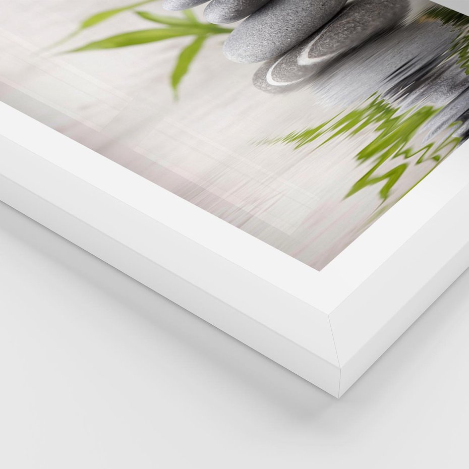 Plakat w ramie 40x50 - Spa kamienie: naturalne piękno - spa, kamienie - rama biała