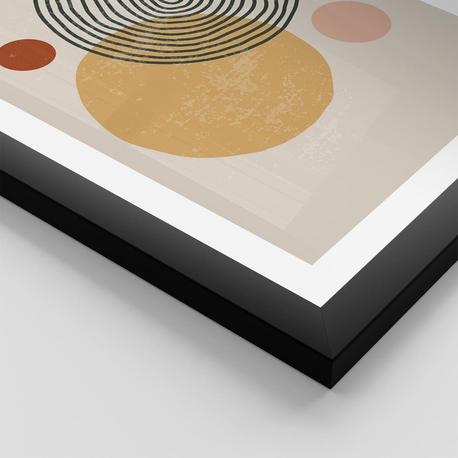 Plakat w ramie 50x70 - Boho Światło - abstrakcyjna sztuka, boho kształty - rama czarna