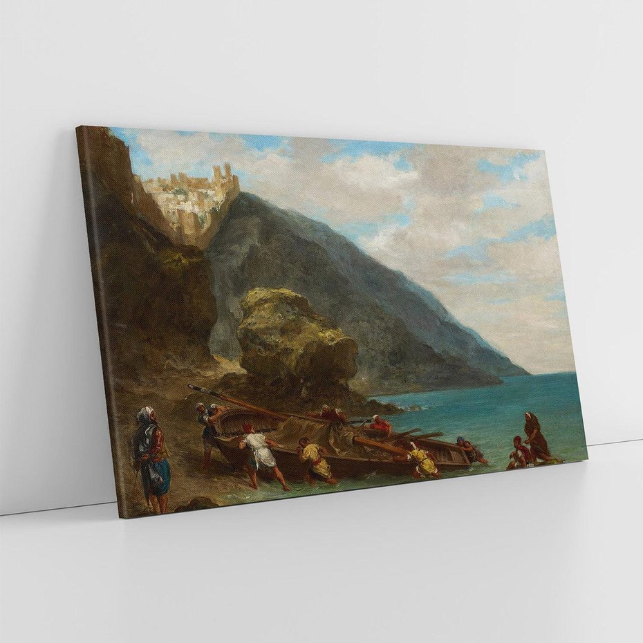 Obraz na płótnie 120x80 - "View of Tangier from the Seashore" Eugène Delacroix - Reprodukcja - reprodukcja, obraz na płótnie