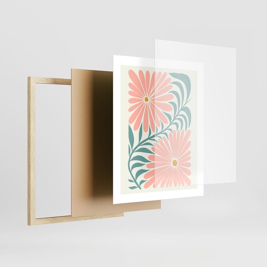 Plakat w ramie 40x50 - Kształtując Marzenia - kwiaty, sztuka nowoczesna - rama drewno