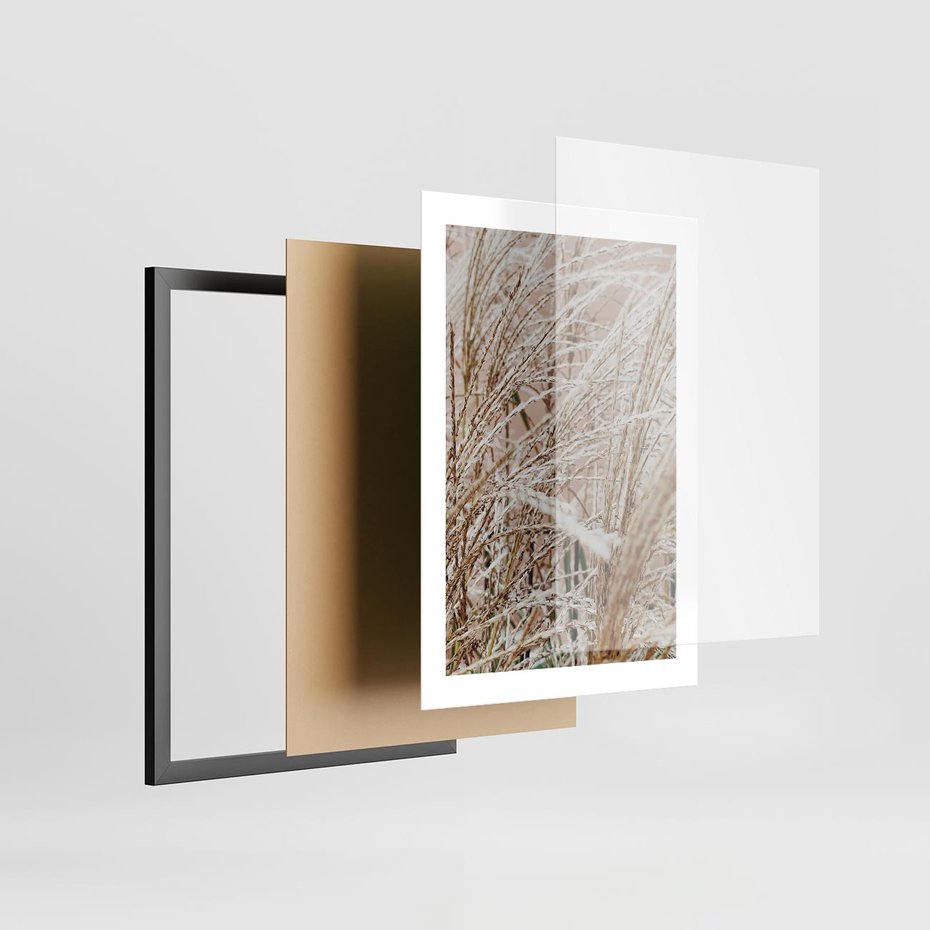 Plakat w ramie 30x40 - Beżowa Trawa - suche trawy, zbliżenie - rama czarna