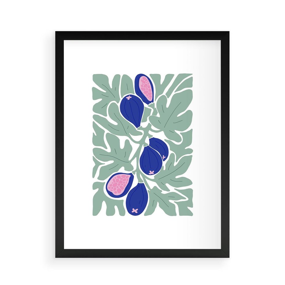 Plakat w ramie 50x70 - Figi Fioletu - figi, sztuka nowoczesna - rama czarna