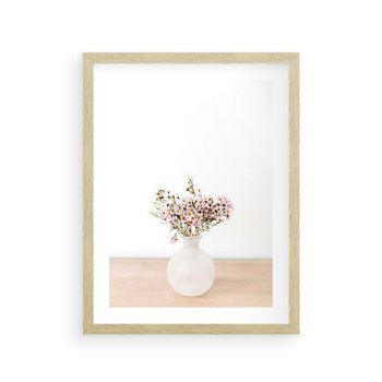 Plakat w ramie 50x70 - Kwiaty w Minimalistycznym Wazonie - kwiaty, wazon - rama drewno