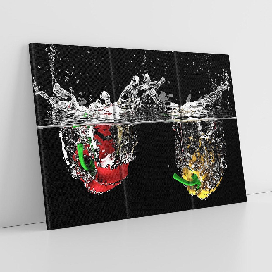 Obraz na płótnie 120x80 - Papryka Warzywna Eksplozja - papryka, woda