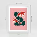 Plakat w ramie 40x50 - Migotliwa Kreatywność - abstrakcyjne kwiaty, różowe tło - rama biała