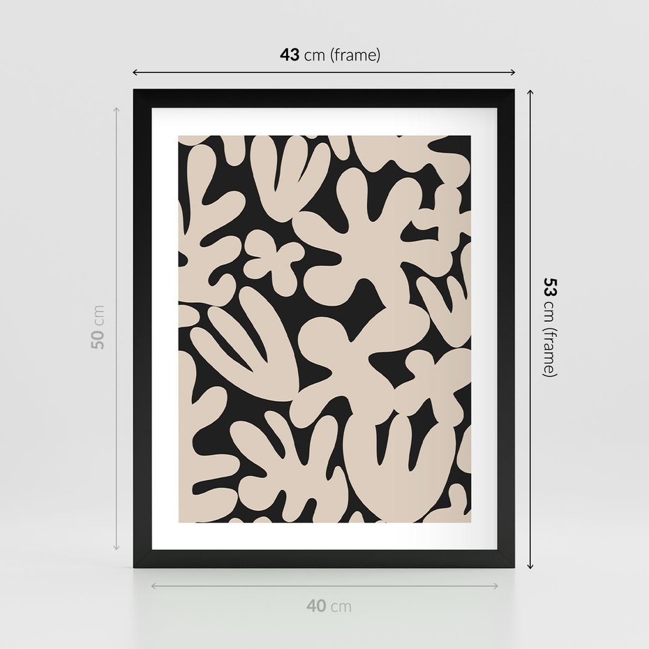 Plakat w ramie 40x50 - Księga Ukrytych Widoków - abstrakcyjne czarno białe formy, minimalizm - rama czarna