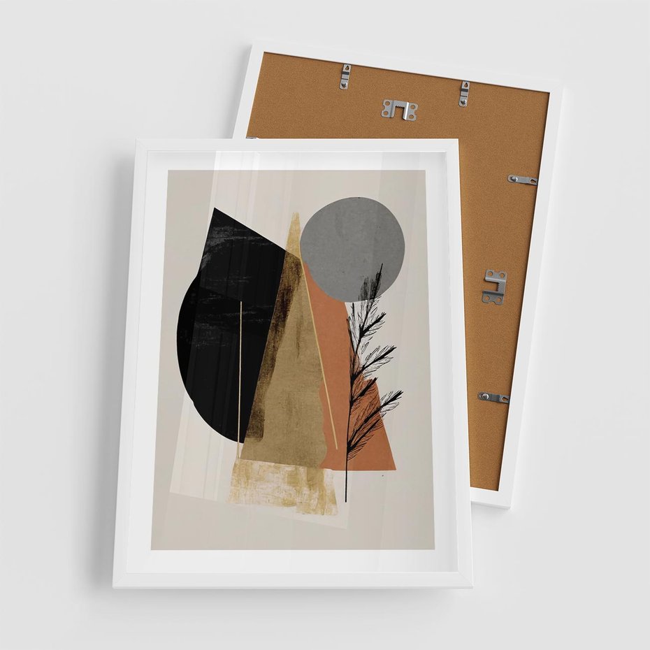 Plakat w ramie 50x70 - Wibracje Barw Ziemi - abstrakcyjny obraz, dziwne formy - rama biała