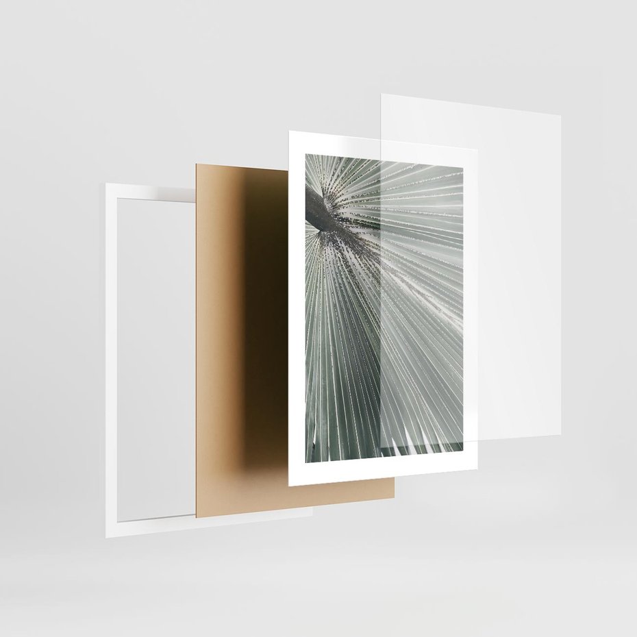 Plakat w ramie 30x40 - Jasnozielony Świat - palma, liść - rama biała