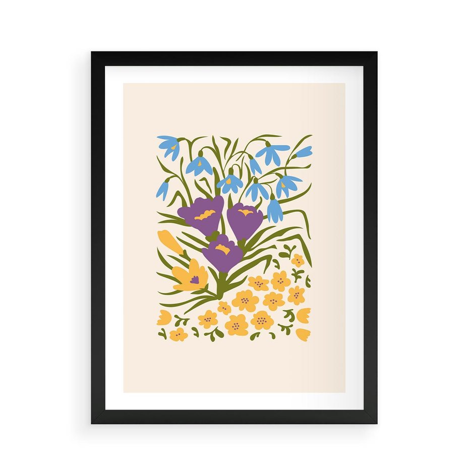 Plakat w ramie 50x70 - Kwiatowe Przenikanie - kwiaty, sztuka nowoczesna - rama czarna