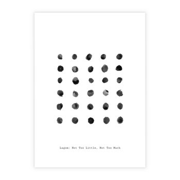 Plakat bez ramy 40x50 - Boho Sztuka Wolości - minimalistyczny plakat, czarne kropki na białymtle