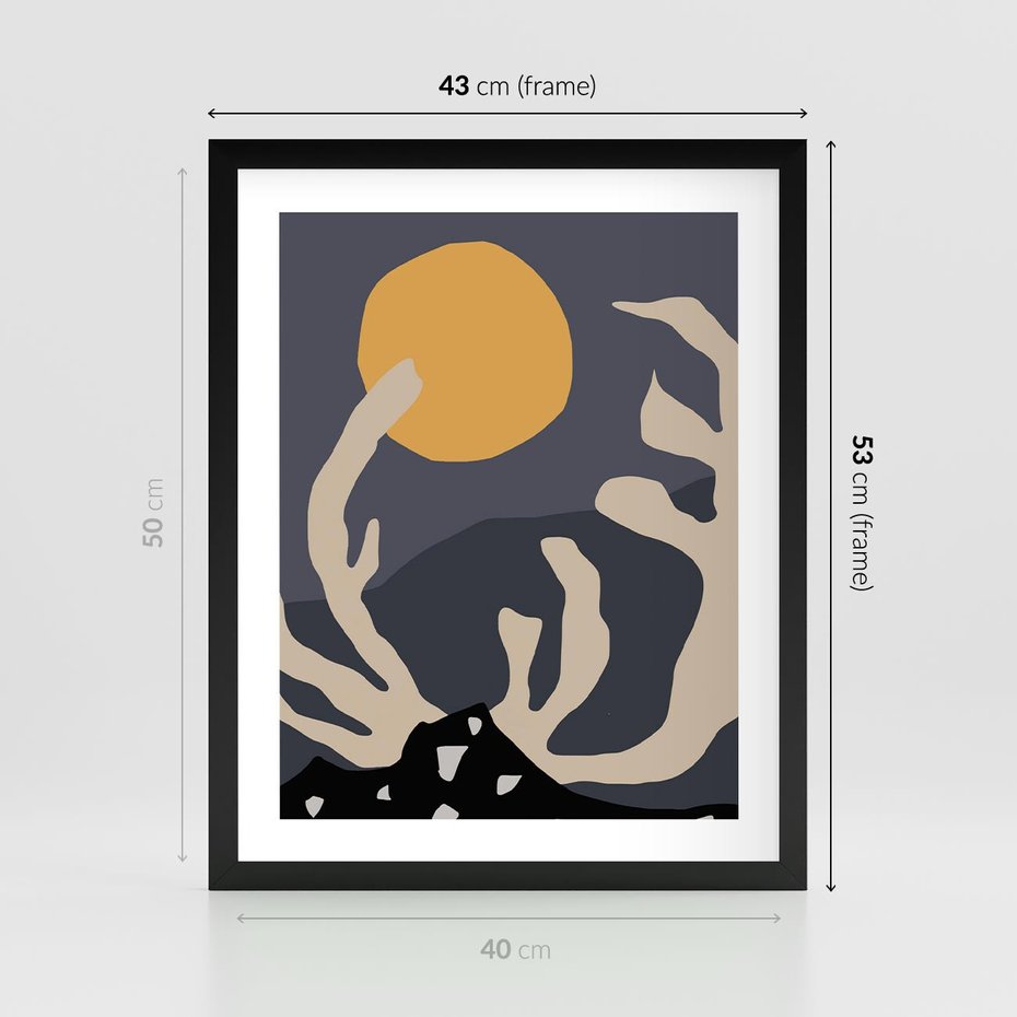 Plakat w ramie 40x50 - Tajemniczy Księżyc - nowoczesna sztuka, plakat - rama czarna