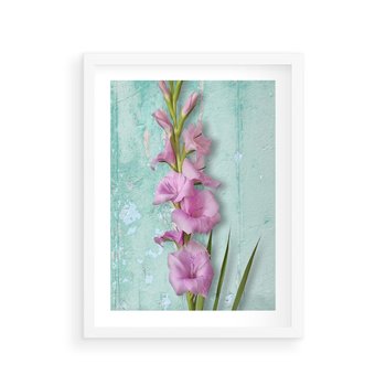 Plakat w ramie 50x70 - Piękno w delikatności - kwiaty, różowe - rama biała