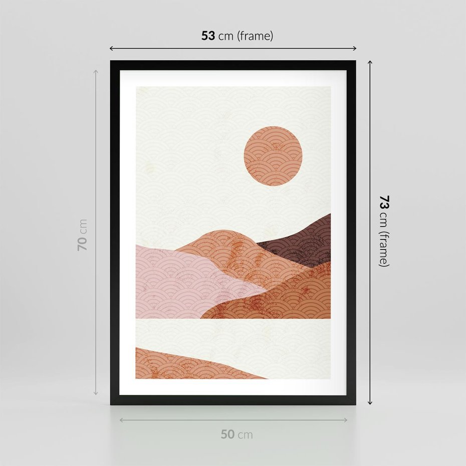 Plakat w ramie 50x70 - Górskie Wzory - nowoczesna sztuka, góry - rama czarna