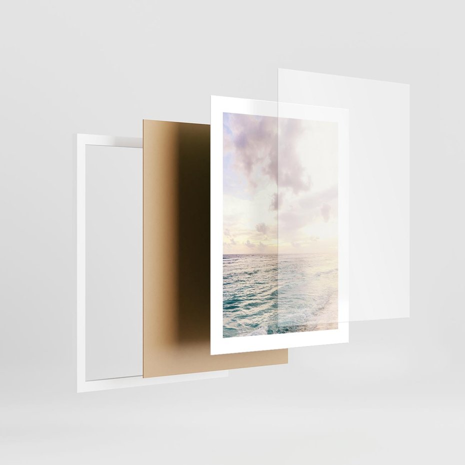 Plakat w ramie 30x40 - Pastelowa Plaża - plaża, pastelowe kolory - rama biała