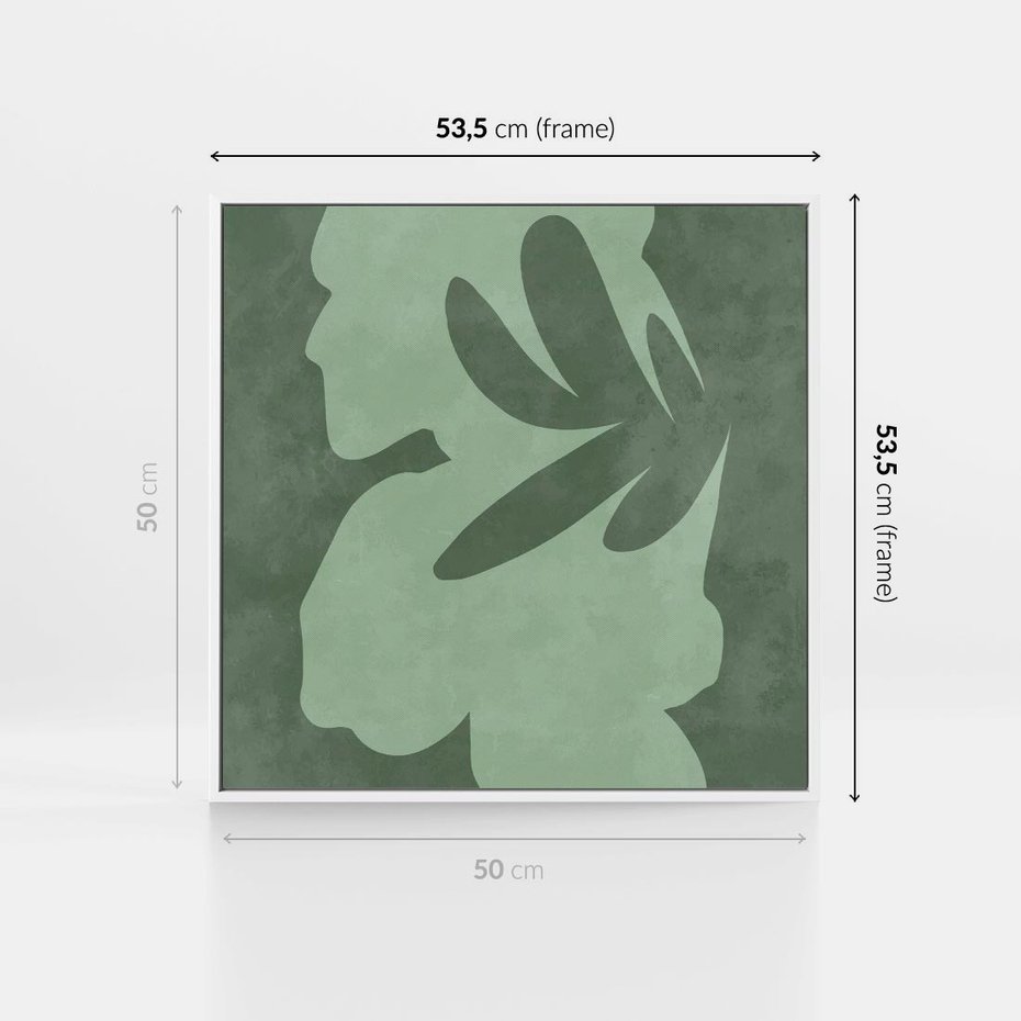 Obraz w ramie 50x50 - Kształty Zieleni - abstrakcyjny kształt, zielony plakat - rama biała