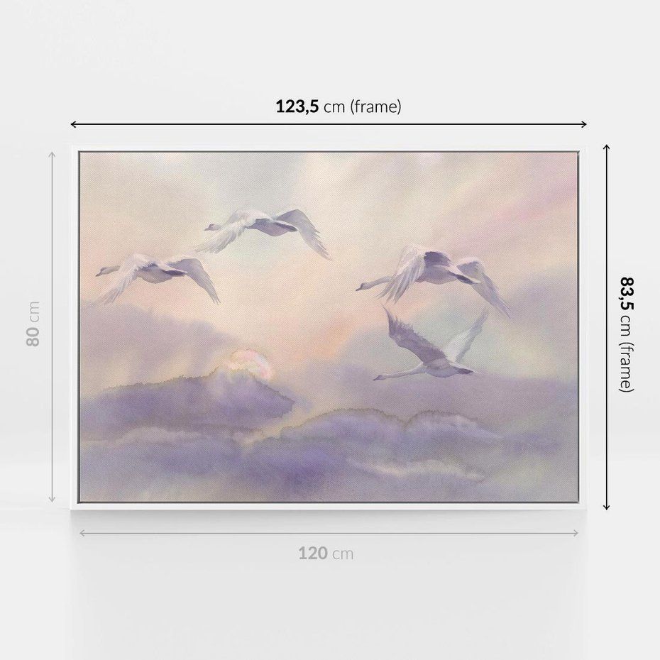 Obraz w ramie 120x80 - Ruchoma cisza widzenia - akwarela, subtelene - rama biała