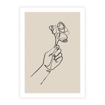 Plakat bez ramy 30x40 - Szkic Kwiatu - kwiat w dłoni, szkic