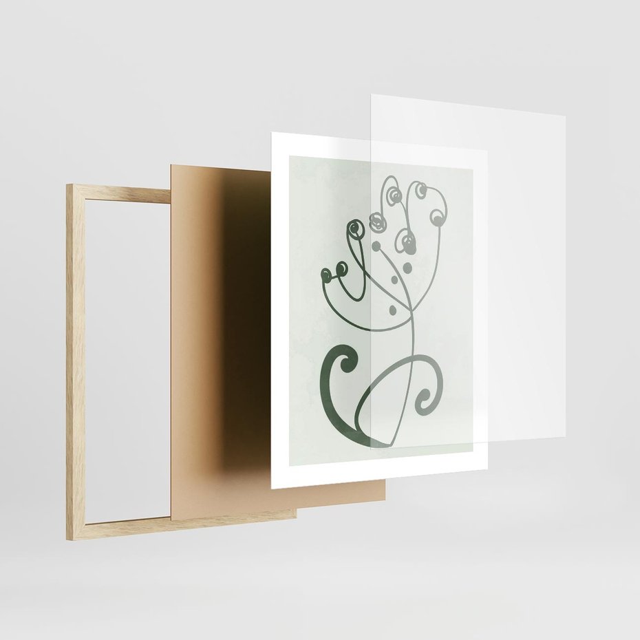 Plakat w ramie 40x50 - Zieleń Wyjątkowego Ukojenia - zielony odcień, abstrakcja - rama drewno