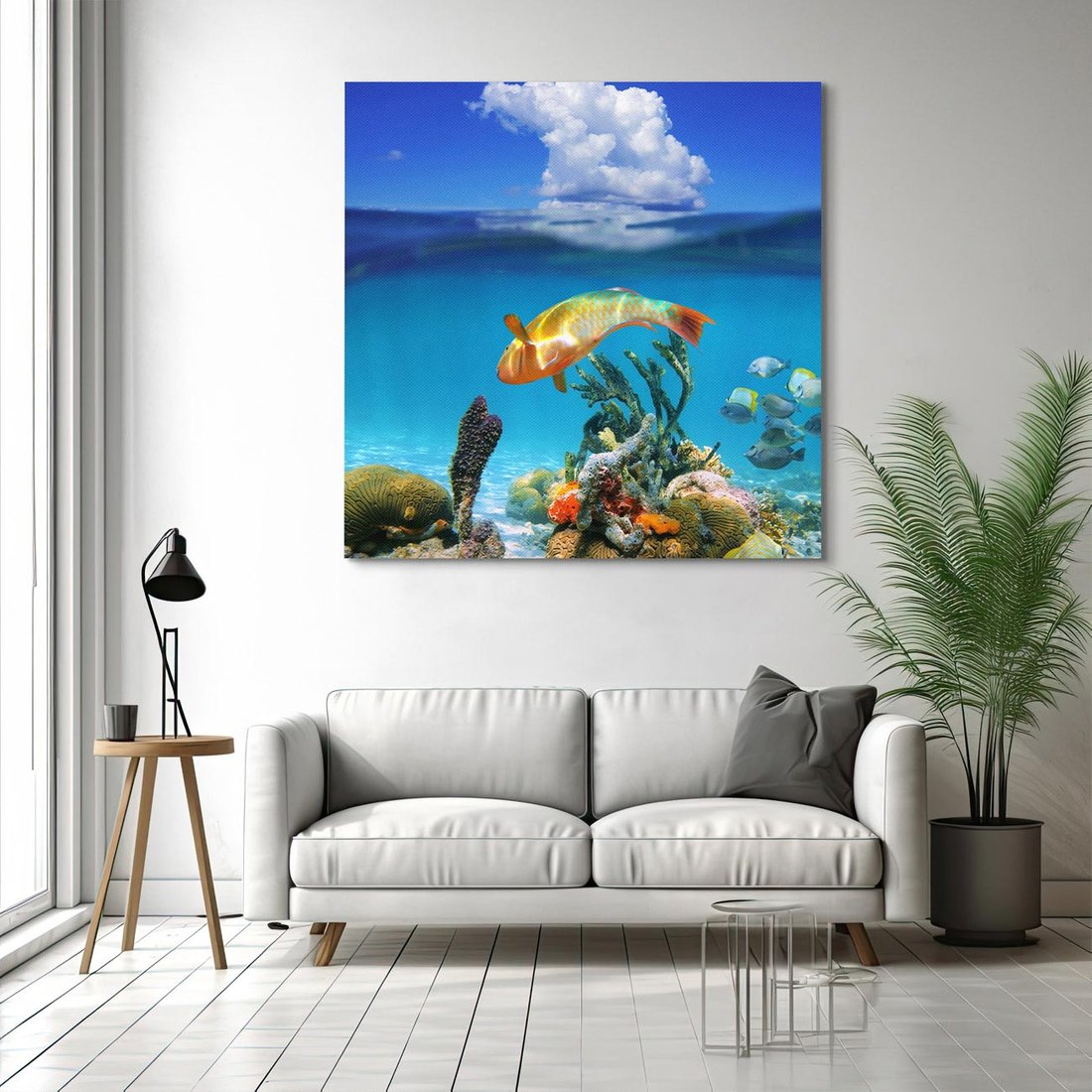 Obraz na płótnie 40x40 - Podwodna rafa koralowa: kolorowy oceanowy świat - rafa, koralowa