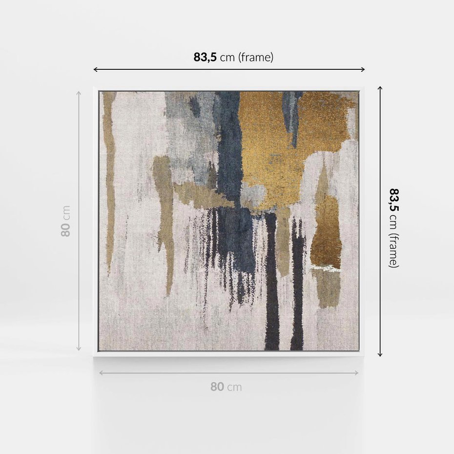 Obraz w ramie 80x80 - Odyseja w świetle i cieniu - abstrakcja, porysowana ściana - rama biała