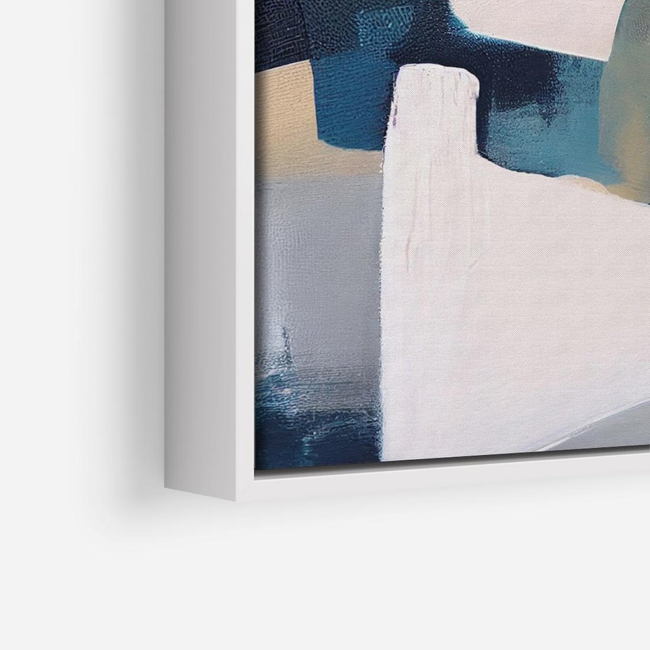 Obraz w ramie 80x80 - Turkusowe Maźnięcia - obraz, abstrakcja - rama biała