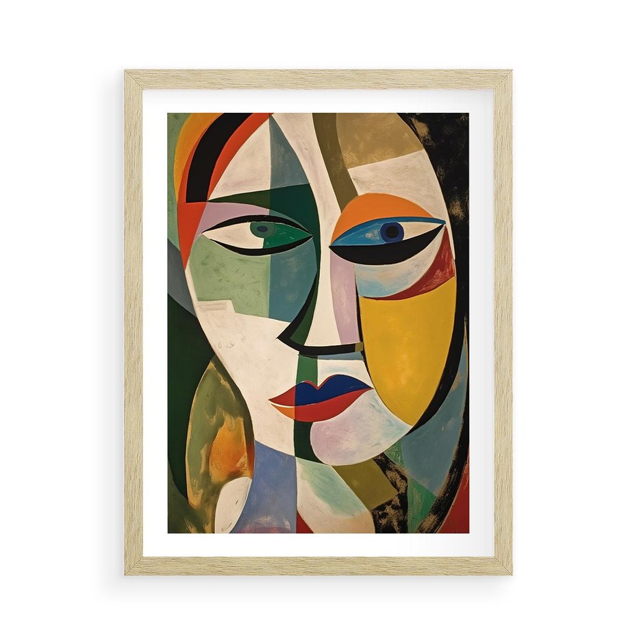 Plakat w ramie 50x70 - Kolorowe Dziwne Wyobrażenia - abstrakcyjny obraz, olejny - rama drewno