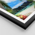 Plakat w ramie 40x50 - Palmy tańczące na tropikalnej plaży - palmy, plaża - rama czarna