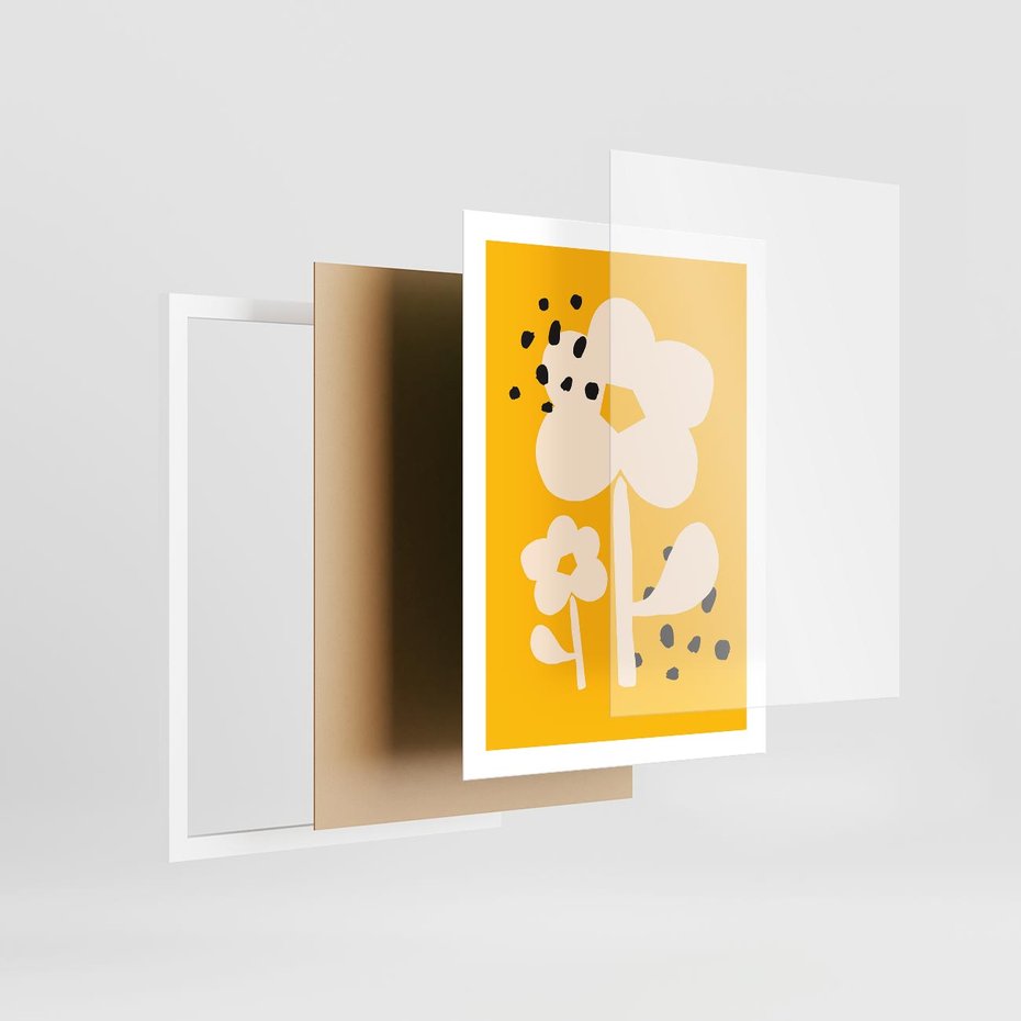 Plakat w ramie 50x70 - Bezgraniczne Impulsy - abstrakcyjny kwiat, plakat - rama biała