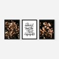 Zestaw obrazy w ramie 30x40 galeria - Hortensja, kwiaty, suche, cytat - rama czarna