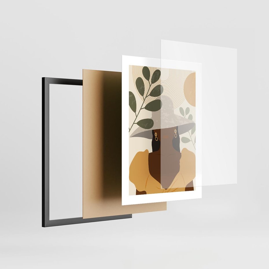 Plakat w ramie 30x40 - Grafika w Innowacyjnym Stylu - grafika, postać kobiety - rama czarna