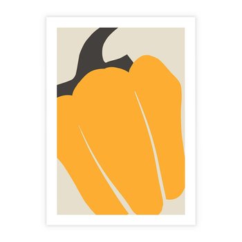 Plakat bez ramy 40x50 - Migocące Formy - abstrakcyjny minimalistyczny obraz, żółta papryczka