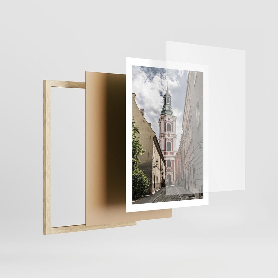 Plakat w ramie 50x70 - Magia perspektywy uliczki - uliczka, perspektywa - rama drewno