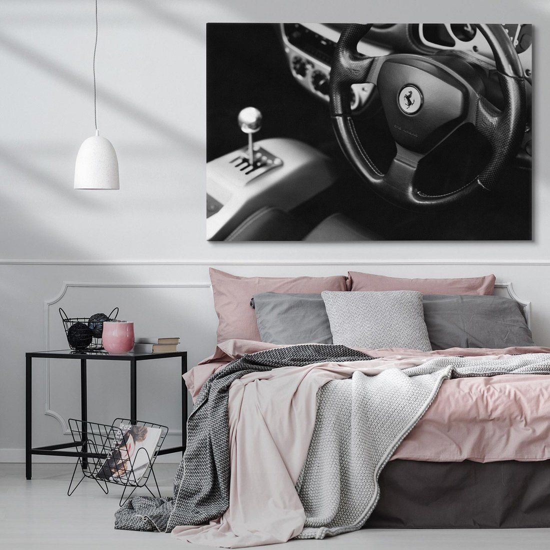 Obraz na płótnie 120x80 - Ferrari wnętrze pełne mocy - Ferrari, wnętrze