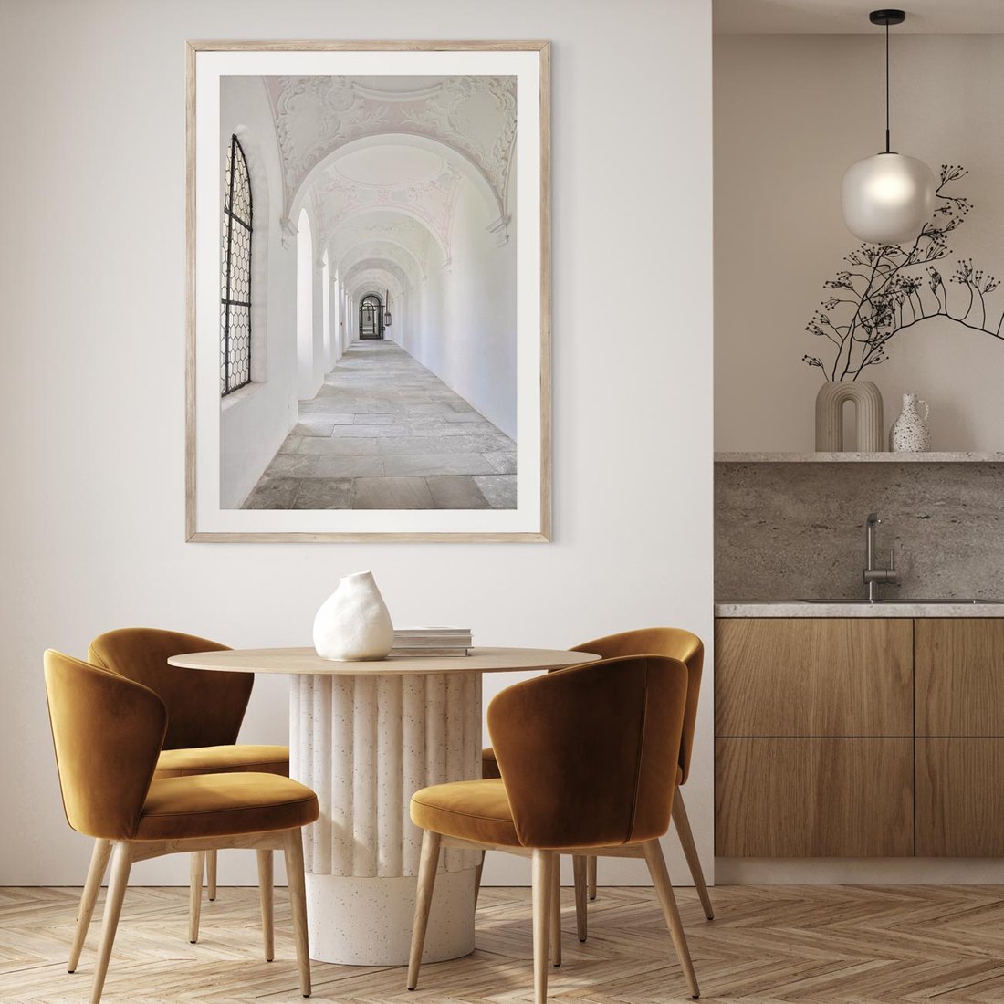 Plakat w ramie 30x40 - Architektoniczne Przejście - architektura, korytarz - rama drewno