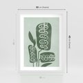 Plakat w ramie 30x40 - Nurtująca Zieleń - abstrakcyjny zielony motyw, skandynawski design - rama biała