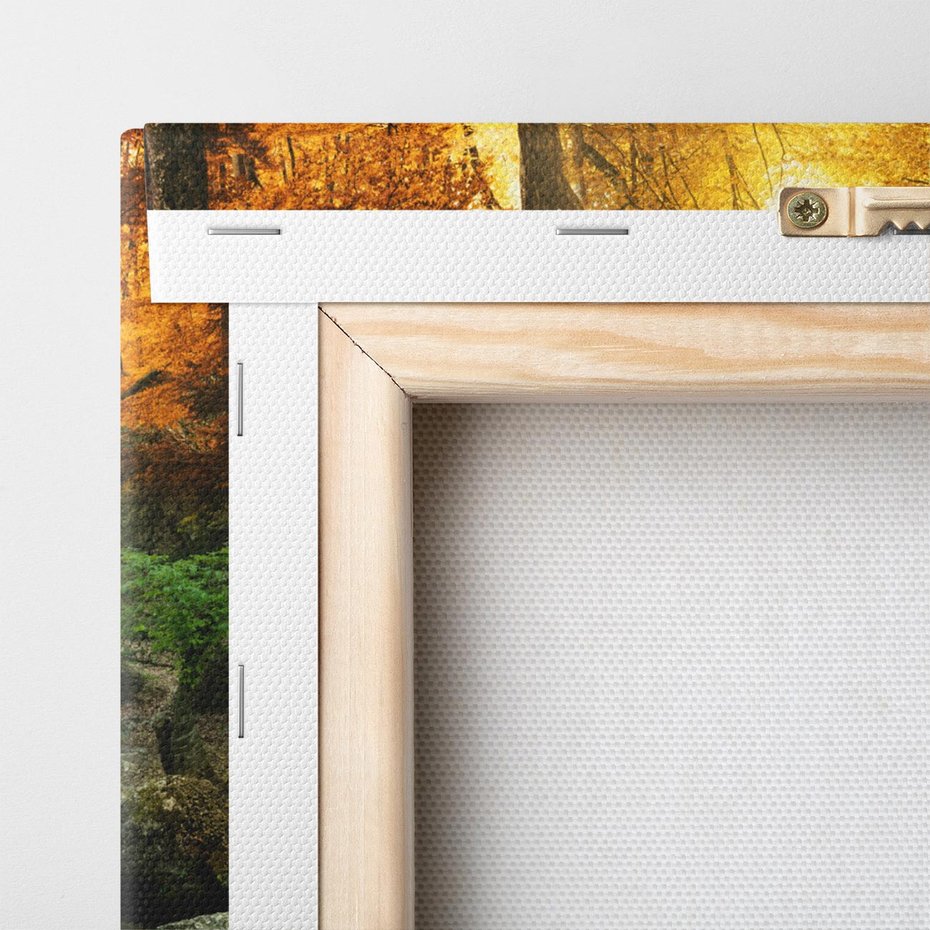 Obraz na płótnie 70x70 - Siła Natury: Strumień w Lesie - strumień, las