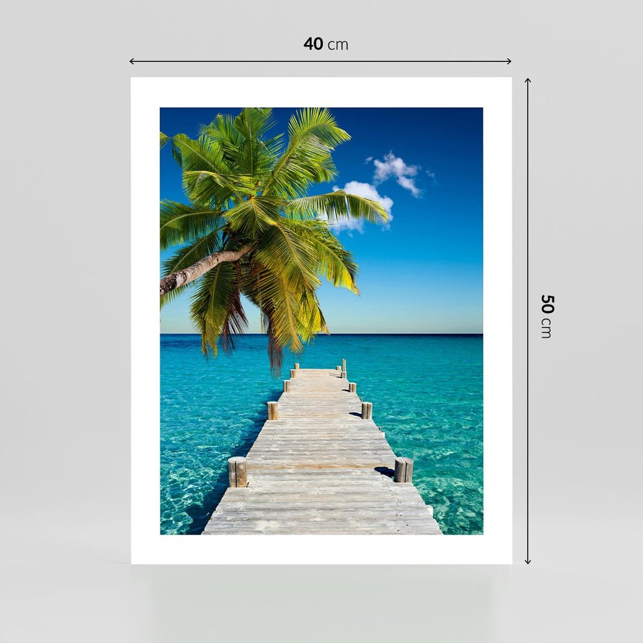 Plakat bez ramy 40x50 - Hawajskie Palmy - palma, morze