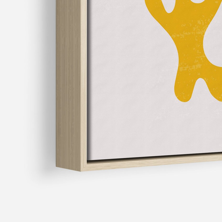 Obraz w ramie 80x120 - Abstrakcyjna Synergia - abstrakcyjna żółta forma, minimalizm - rama drewno